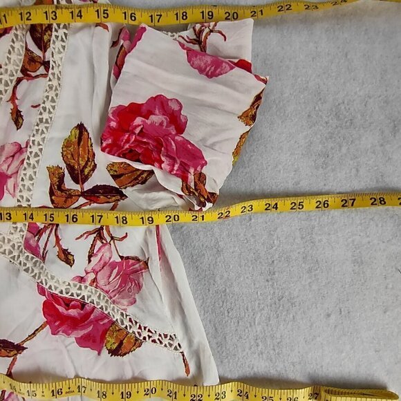 Entro Women's Red, White, Floral Lined Shift Style Long Sleeve Dress Size Medium - Picture 8 of 12